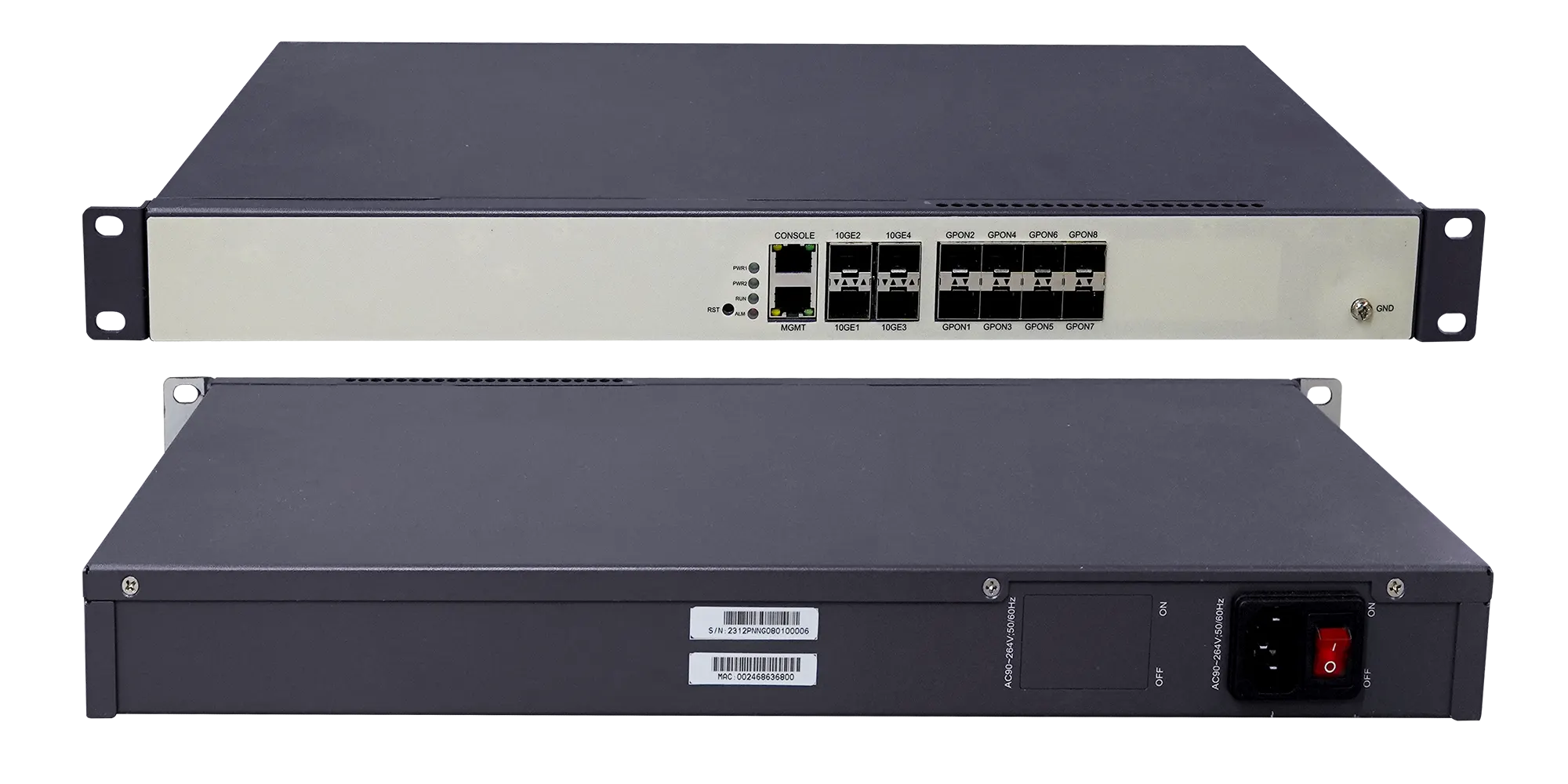 GPon OLT 8 Port interfaces and back side