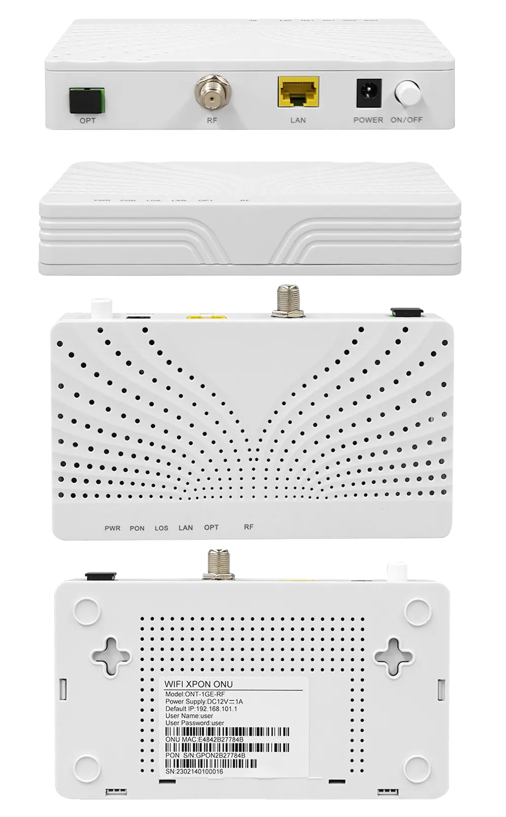 Single port CATV ONT Modem sides